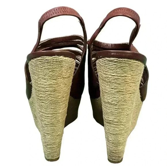 STEVEN by Steve Madden Wedge Sling Back Leather Braided Rope Stud Detail Shoe - Picture 6 of 14